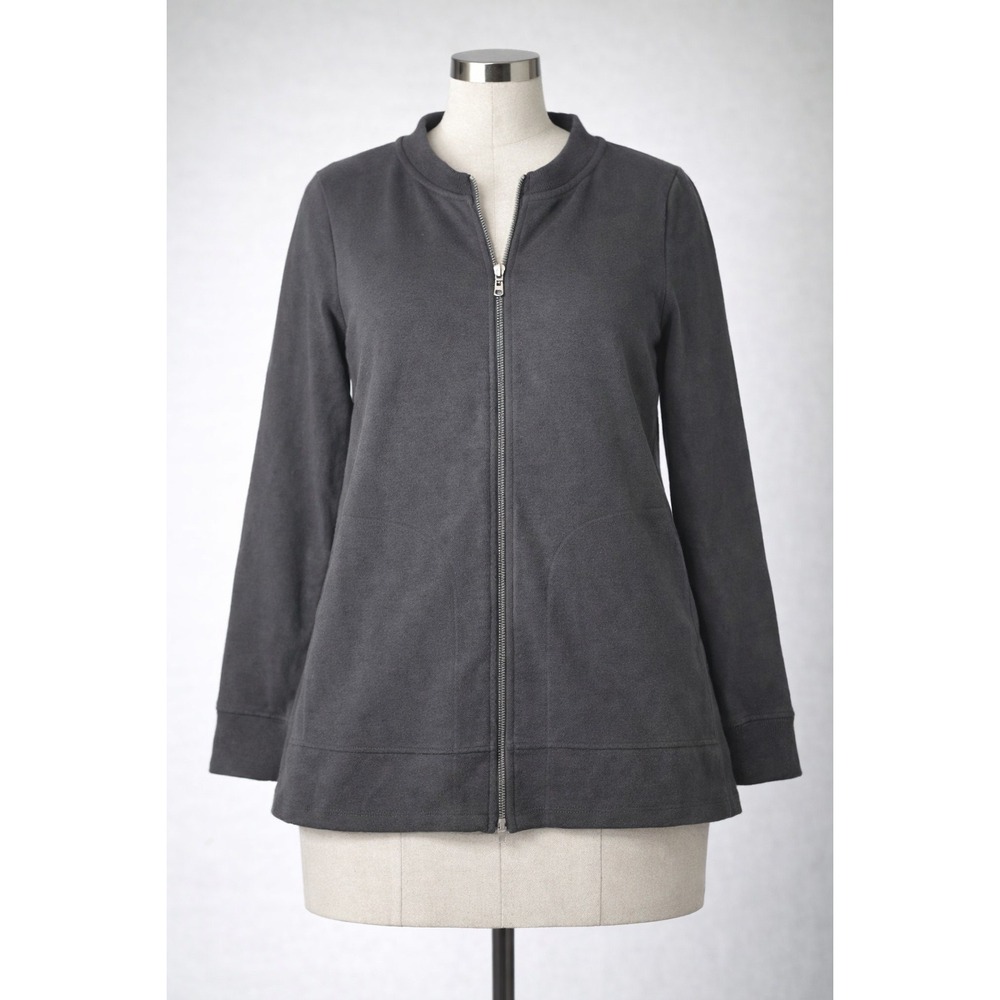 Denim & Co Active Duo Stretch Zip Front Jacket‎ Black Mock Neck [L]